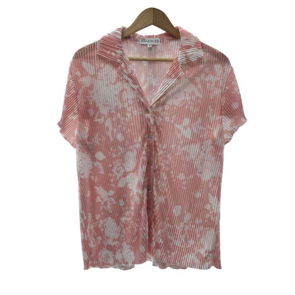 Waverles Women Maternity Plisse Please Terry Top Pink L